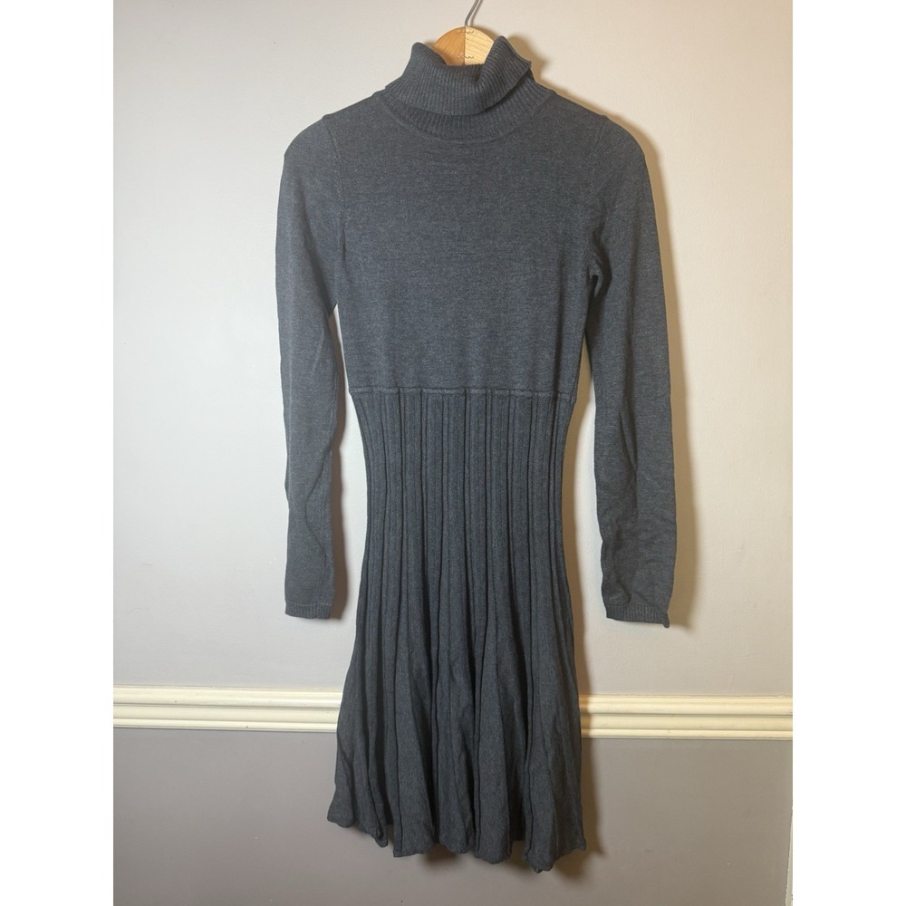 Max Studio turtle neck long sleeve dress womens lsize small gray sweater dress